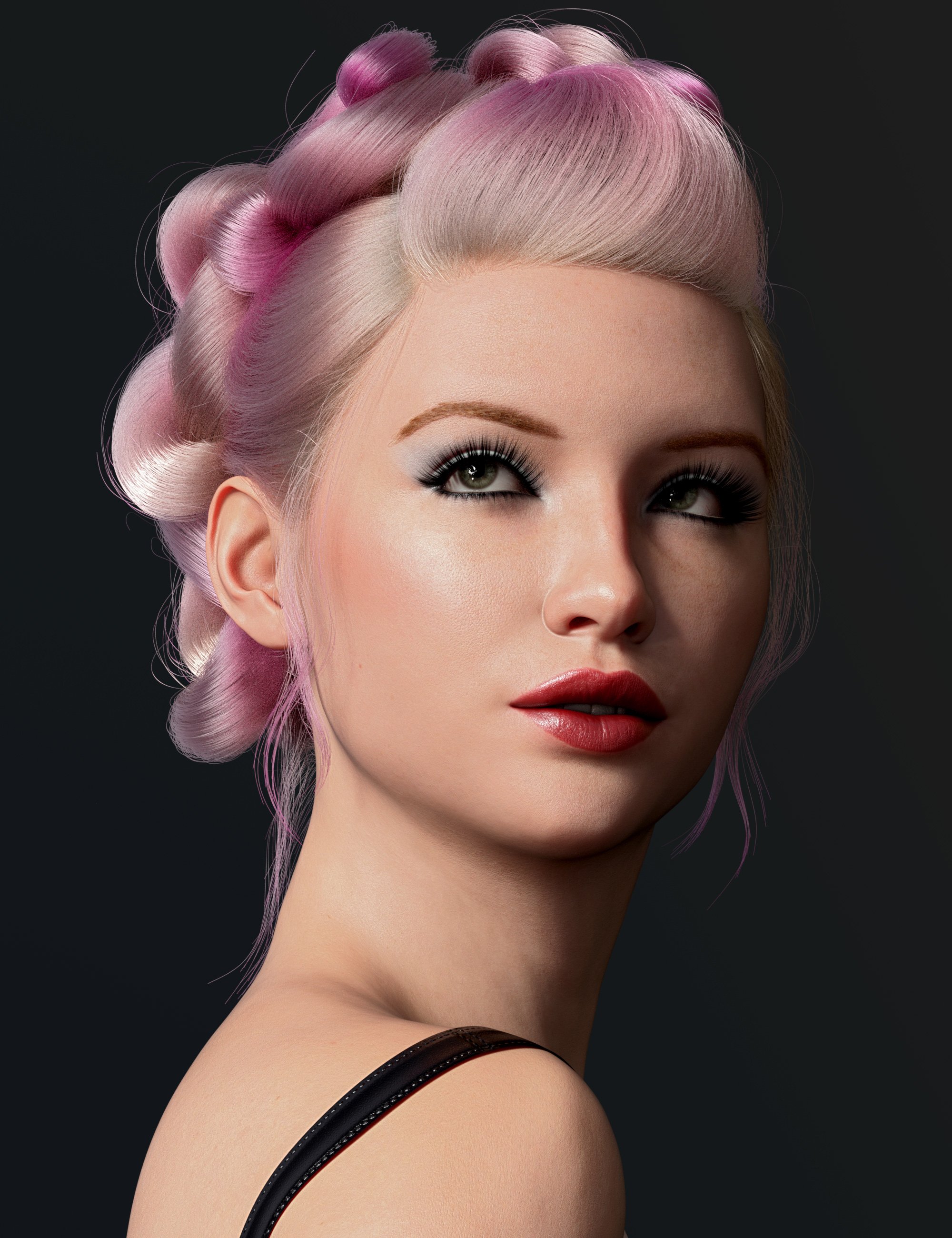 dForce Strand-Based Burlesque Style Updo Hair Color Expansion by: outoftouch, 3D Models by Daz 3D