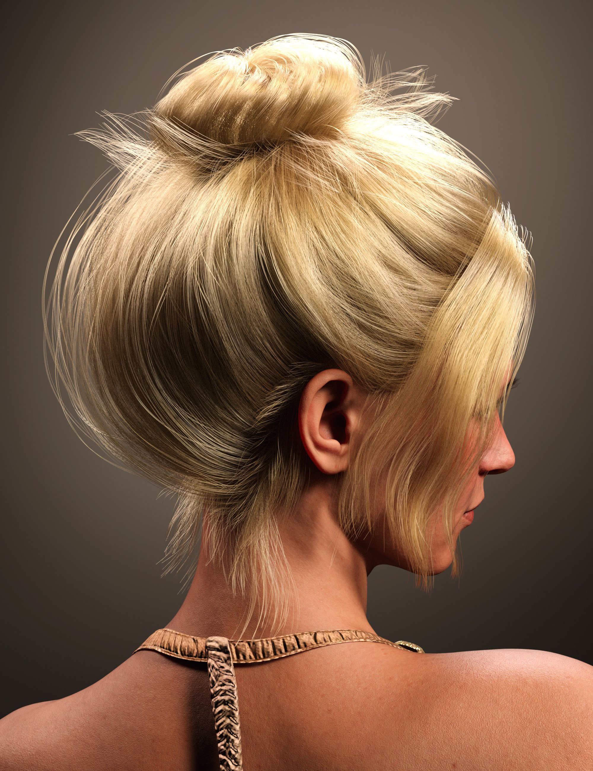 dForce Strand-Based FE Simple Updo Hair for Genesis 9