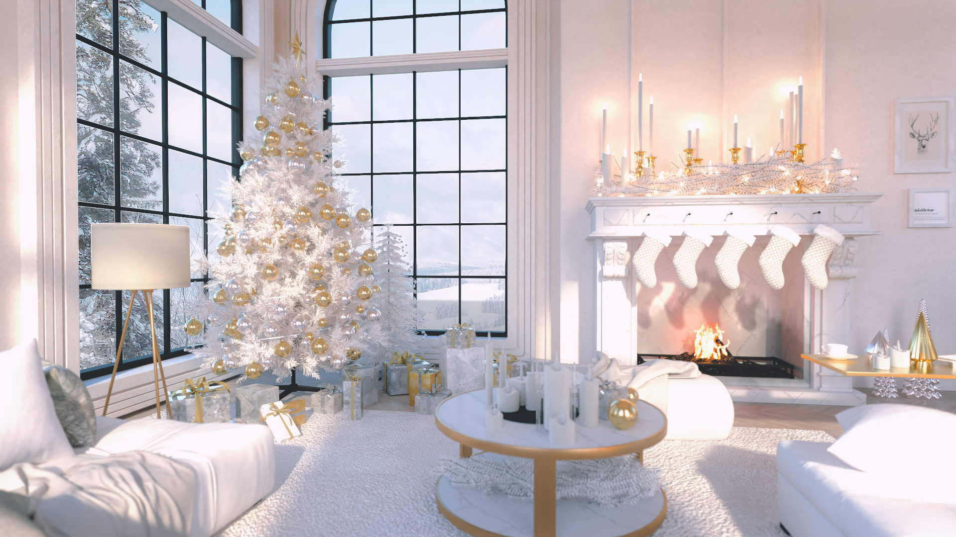 White Christmas Living Room | Daz 3D