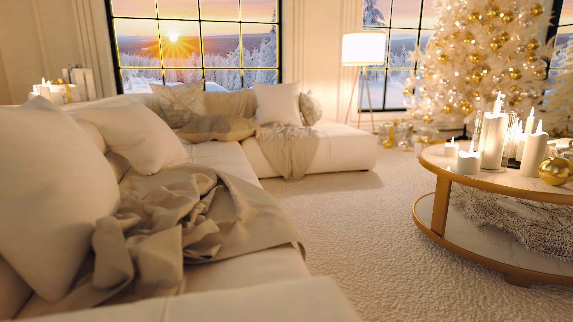 White Christmas Living Room | Daz 3D