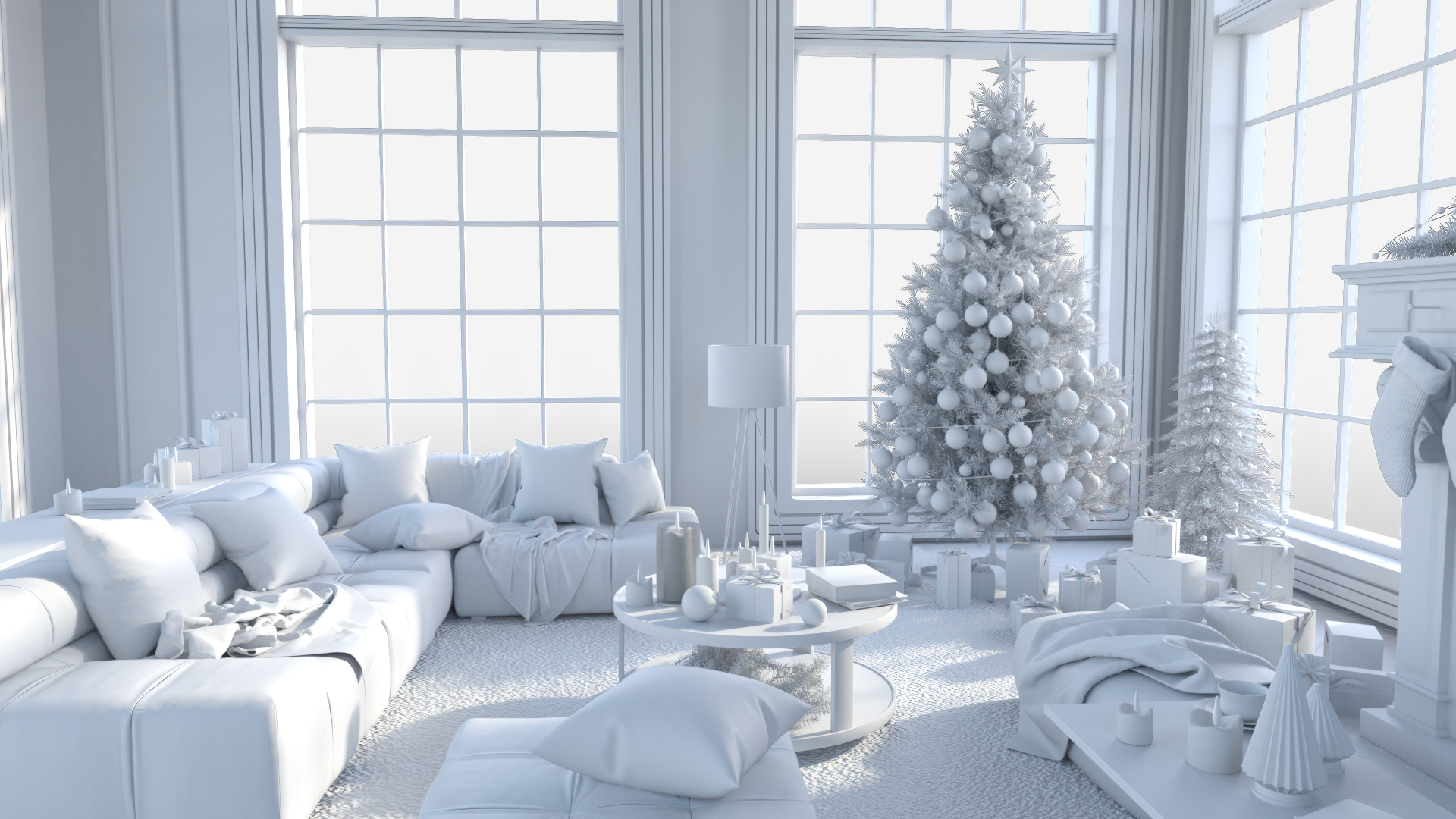 White Christmas Living Room | Daz 3D