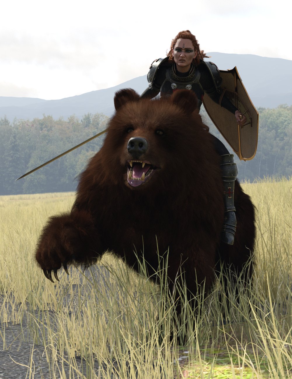 Bear Rider Poses for Sylvia 9 And AM Brown Bear | Daz 3D