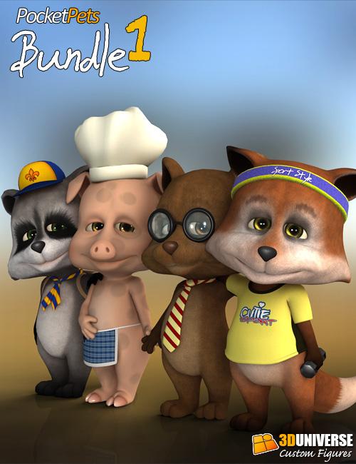 Pocket Pets Bundle 1 by: 3D Universe, 3D Models by Daz 3D