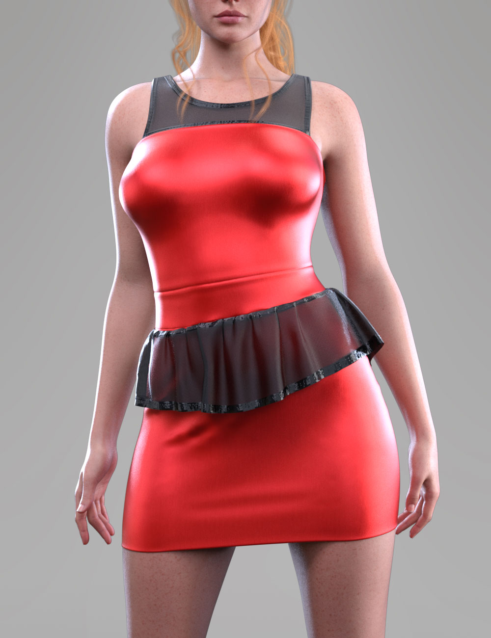 dForce COG Peplum Dress for Genesis 9 Feminine by: CatOnGlade, 3D Models by Daz 3D