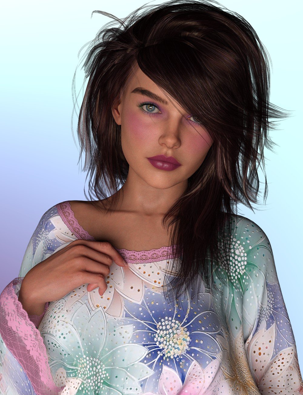 L3D Supreme Round Neck Kaftan Add-On by: LUNA3D, 3D Models by Daz 3D