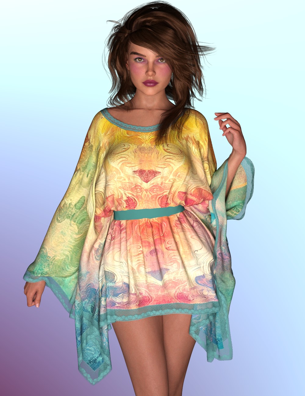 ROUND NECK KAFTAN FEUNA ELECTRO