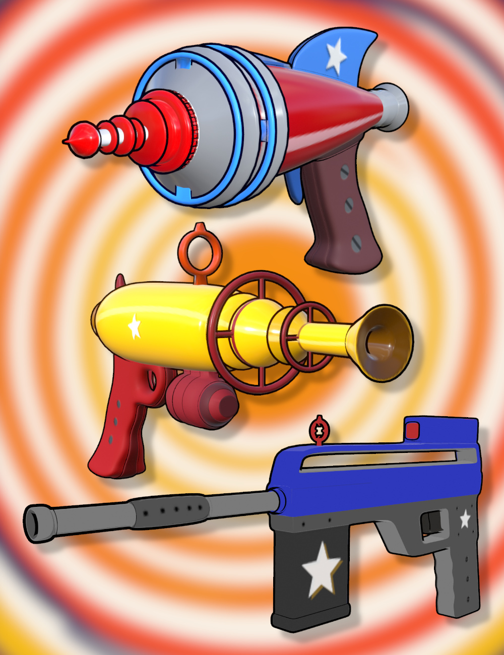 SpaceWatchers Guns for FilaToon by: Fantasyart3D, 3D Models by Daz 3D