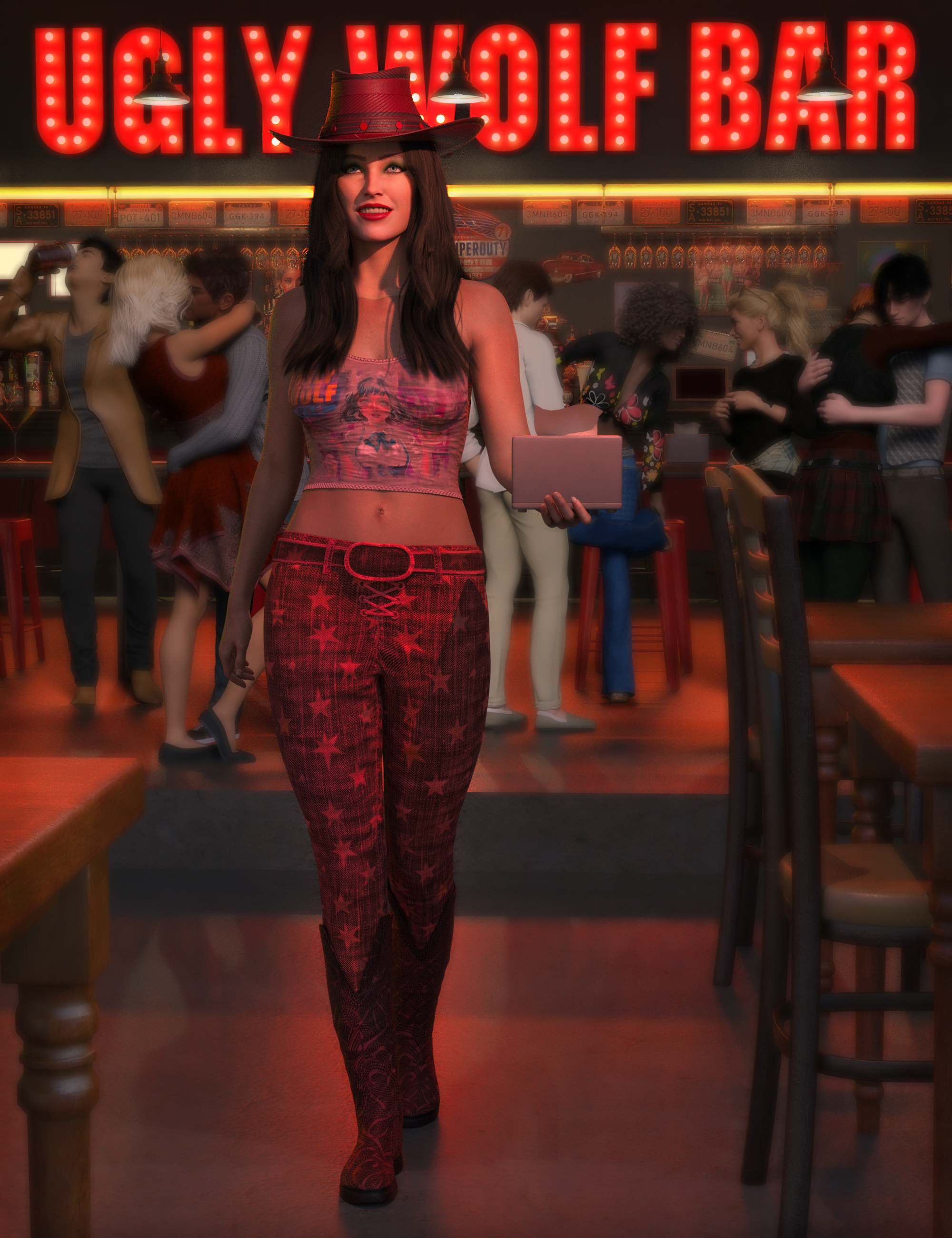 T-Pack FG Bar Outfit Texture Add-on by: Lyone, 3D Models by Daz 3D