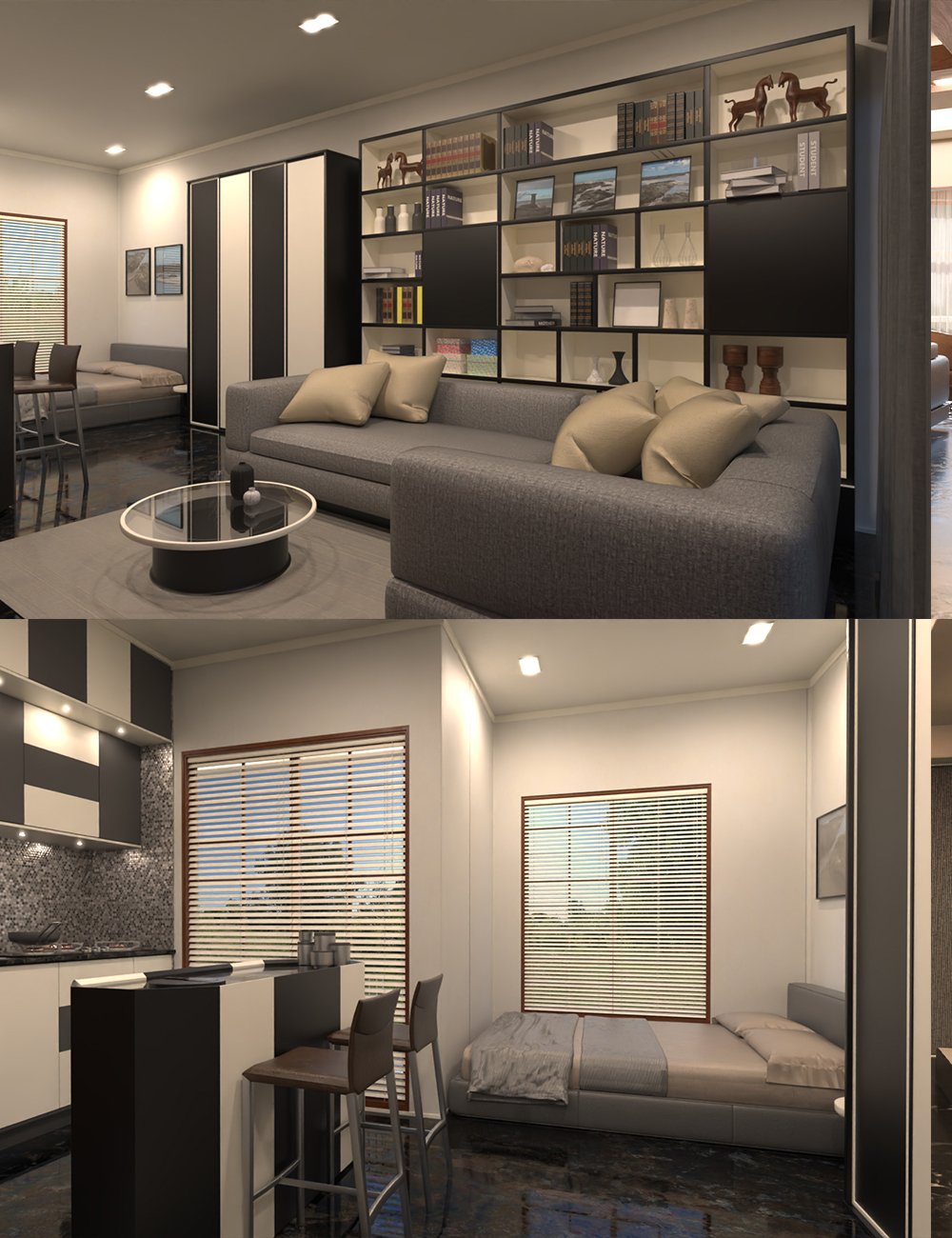 Modern Compact Living Suite by: clacydarch, 3D Models by Daz 3D