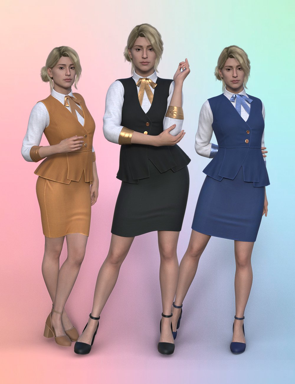 dForce Vest Uniform Skirt Outfit for Genesis 9