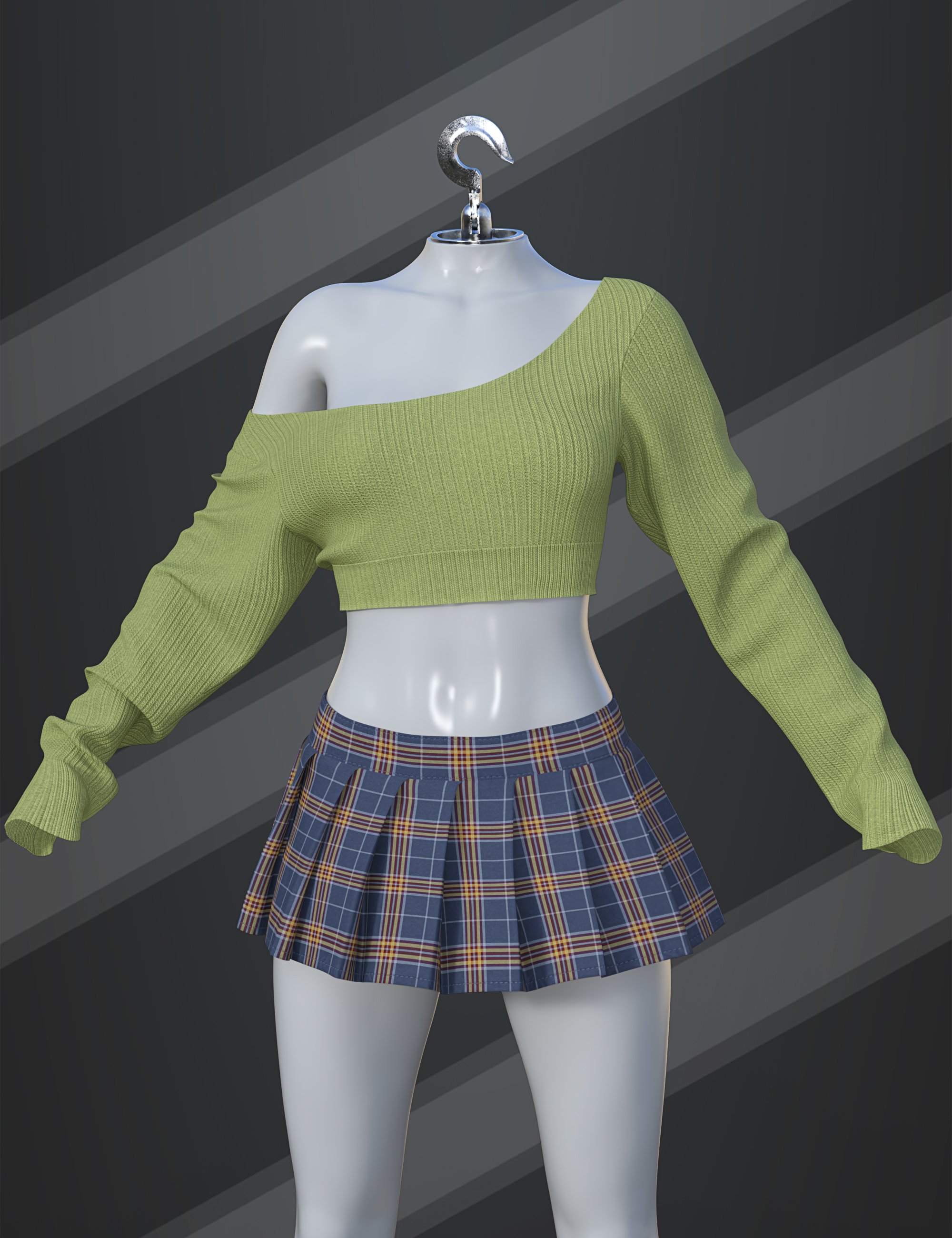 dForce SU Sexy Sweater Set for Genesis 9, 8.1, and 8 Female by: Sue Yee, 3D Models by Daz 3D