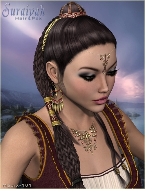 Suraiyah Hair Pak Suraiyah Hair Pak by: Magix 101, 3D Models by Daz 3D