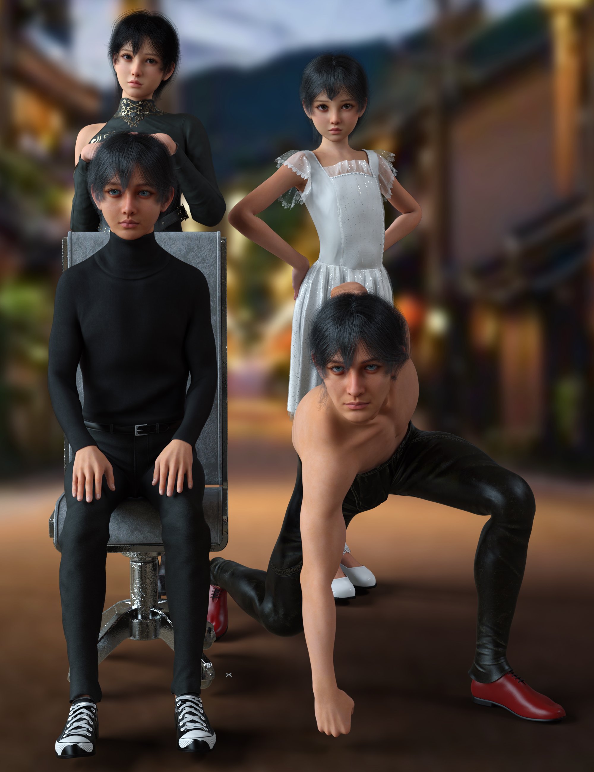 Vo Mieko, And Young, and Male,and Male Young HD for Genesis 9 Character Bundle by: VOOTW, 3D Models by Daz 3D