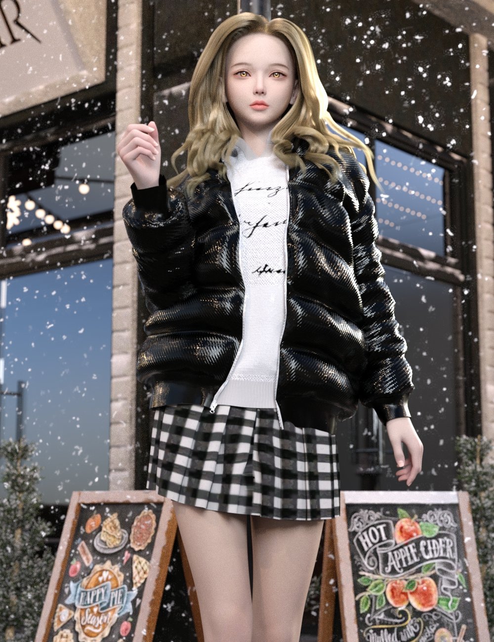 EG Down Jacket and Hair Genesis 9 Bundle by: Ergou, 3D Models by Daz 3D