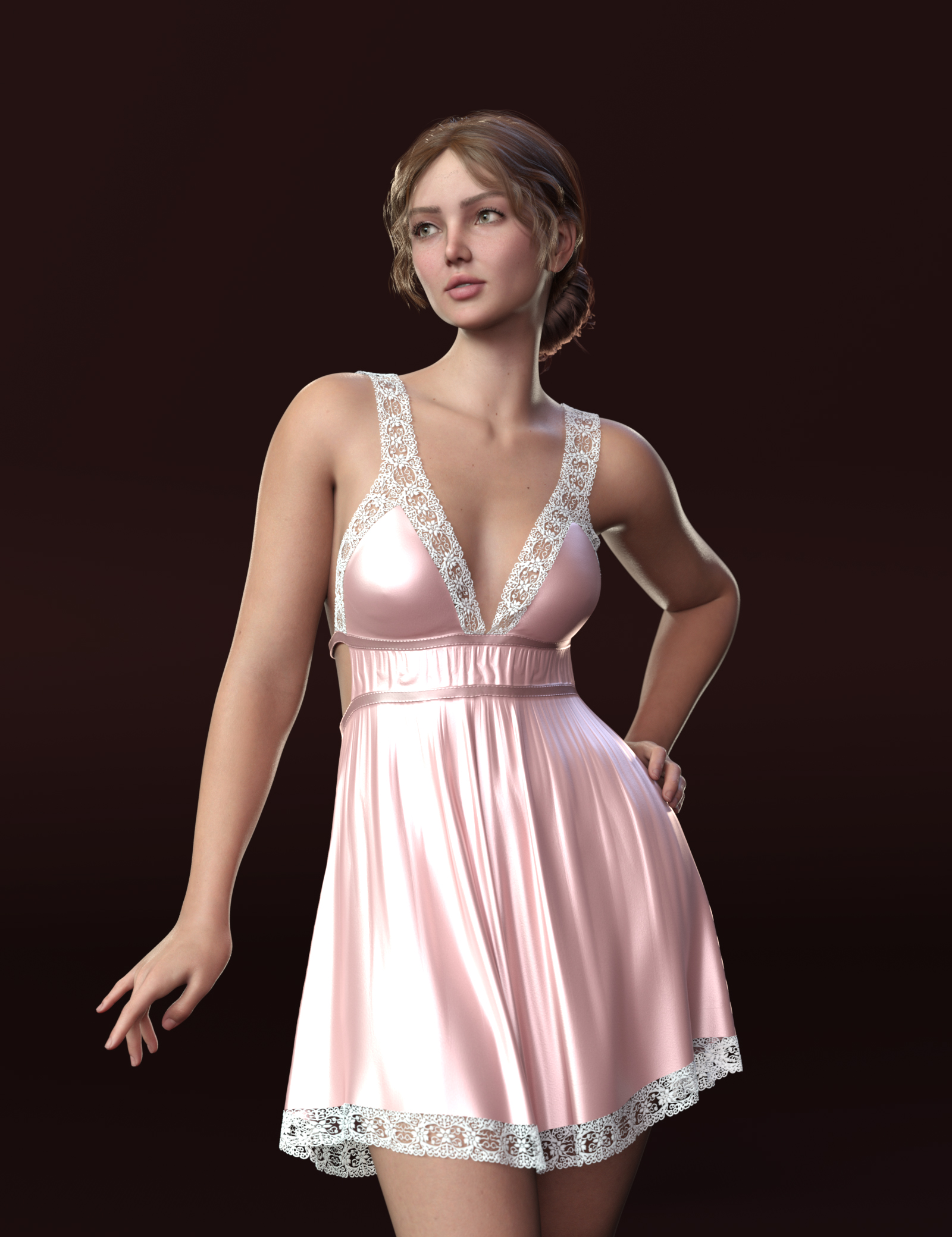 dForce MK Nightdress for Genesis 9 by: wsmonkeyking, 3D Models by Daz 3D