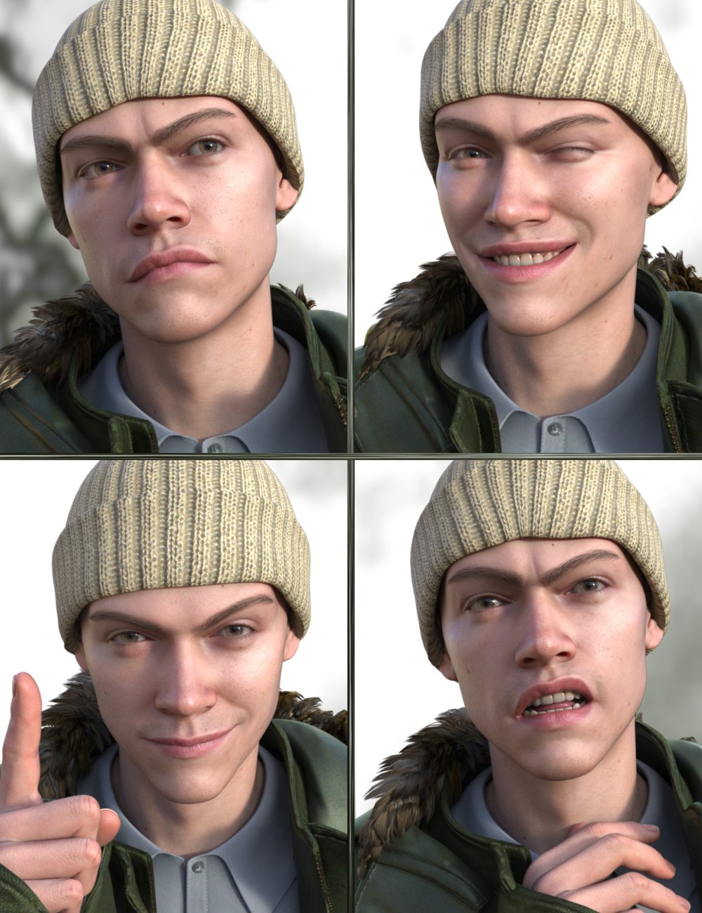 JW The Cool Boy Expressions for Lucas 9 by: JWolf, 3D Models by Daz 3D