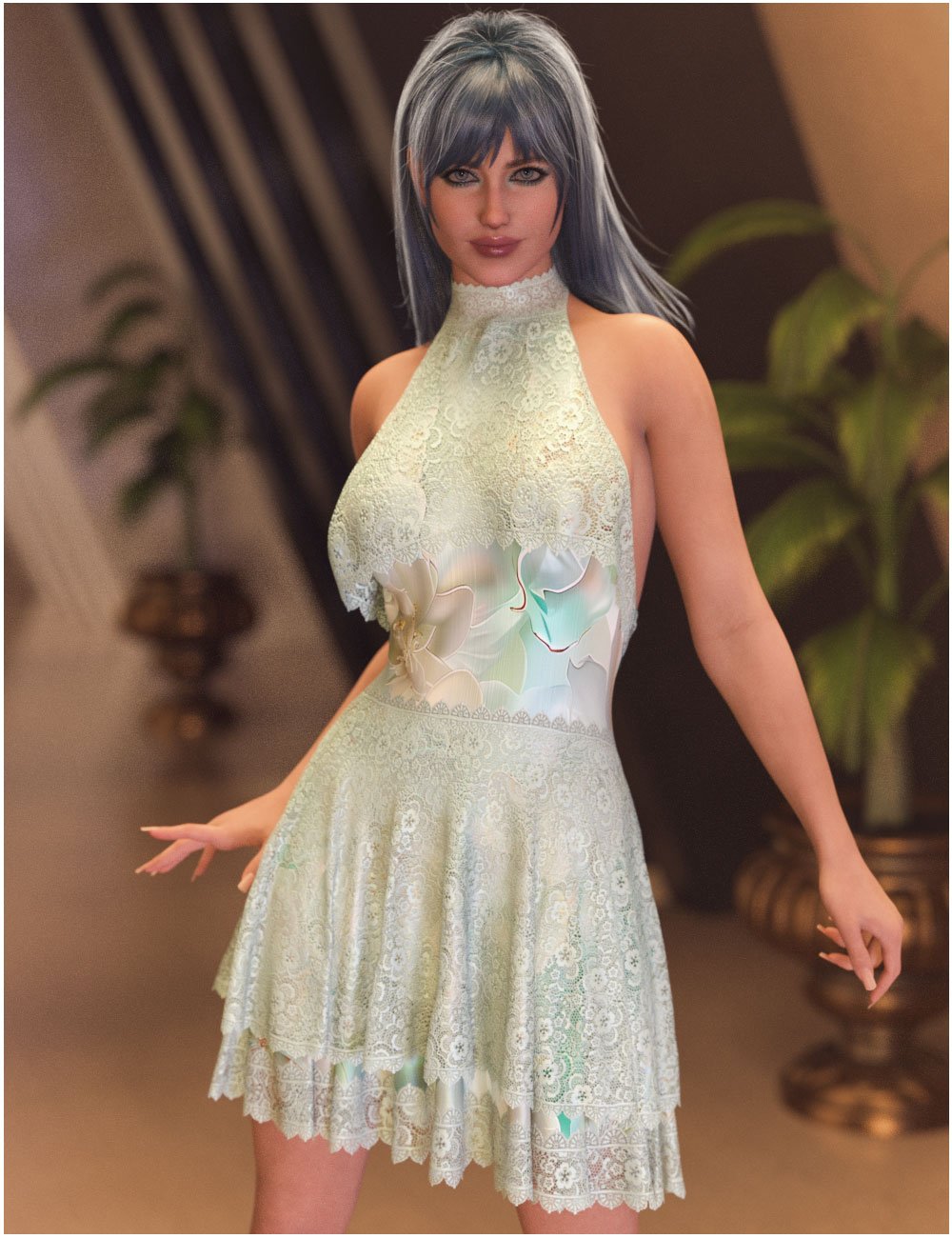 dForce Paris Dress for Genesis 9 by: Belladzines, 3D Models by Daz 3D