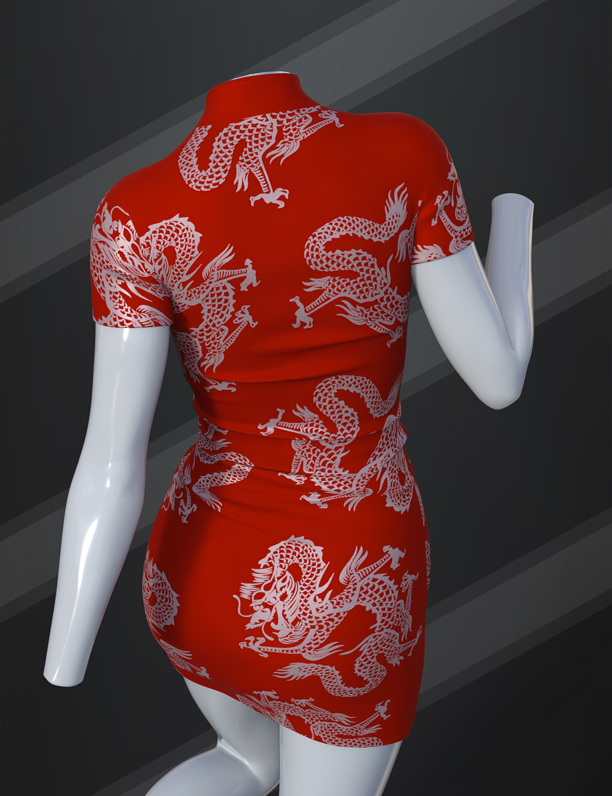 dForce SU Cheongsam Dress for Genesis 9, 8.1, and 8 Female