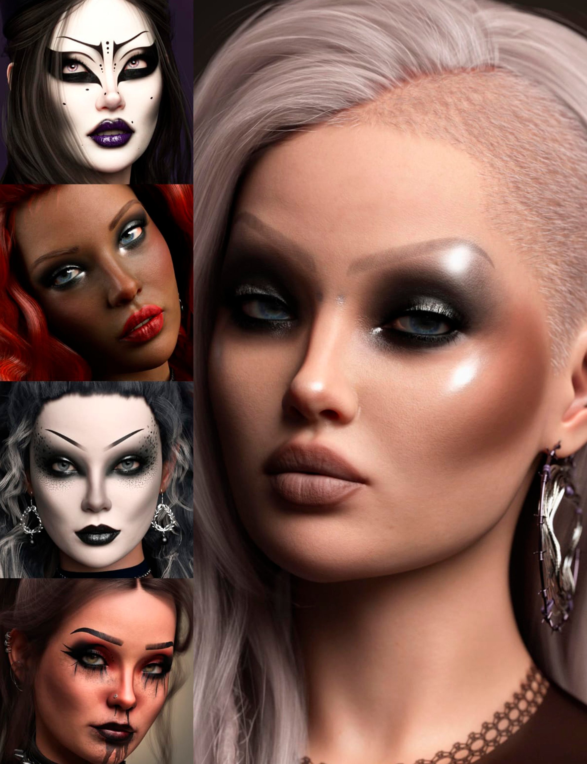 Dark Dahlia LIE Makeup for Genesis 9 by: 3D SugarCosmoXpression, 3D Models by Daz 3D