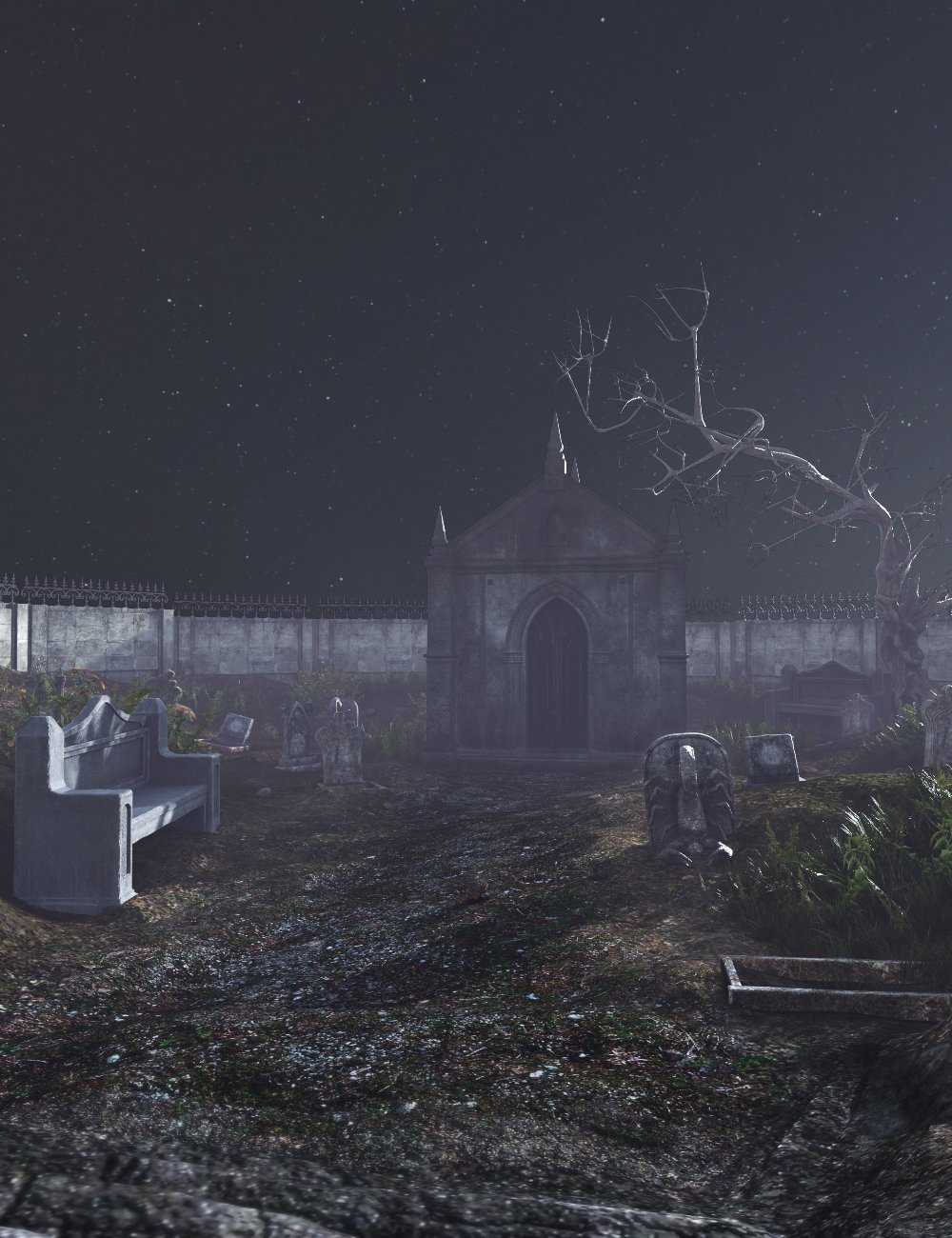 XI GSB Cemetery by: Xivon, 3D Models by Daz 3D