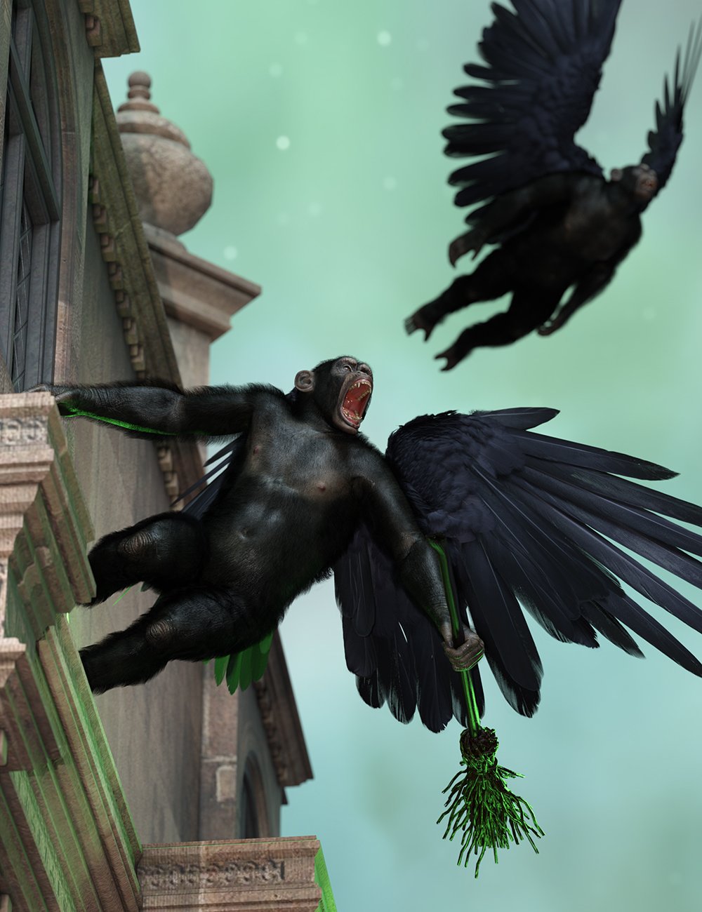 Monkeys Galore Hierarchical Poses for Anthropomorphs Chimpanzee and Crow’s Wings