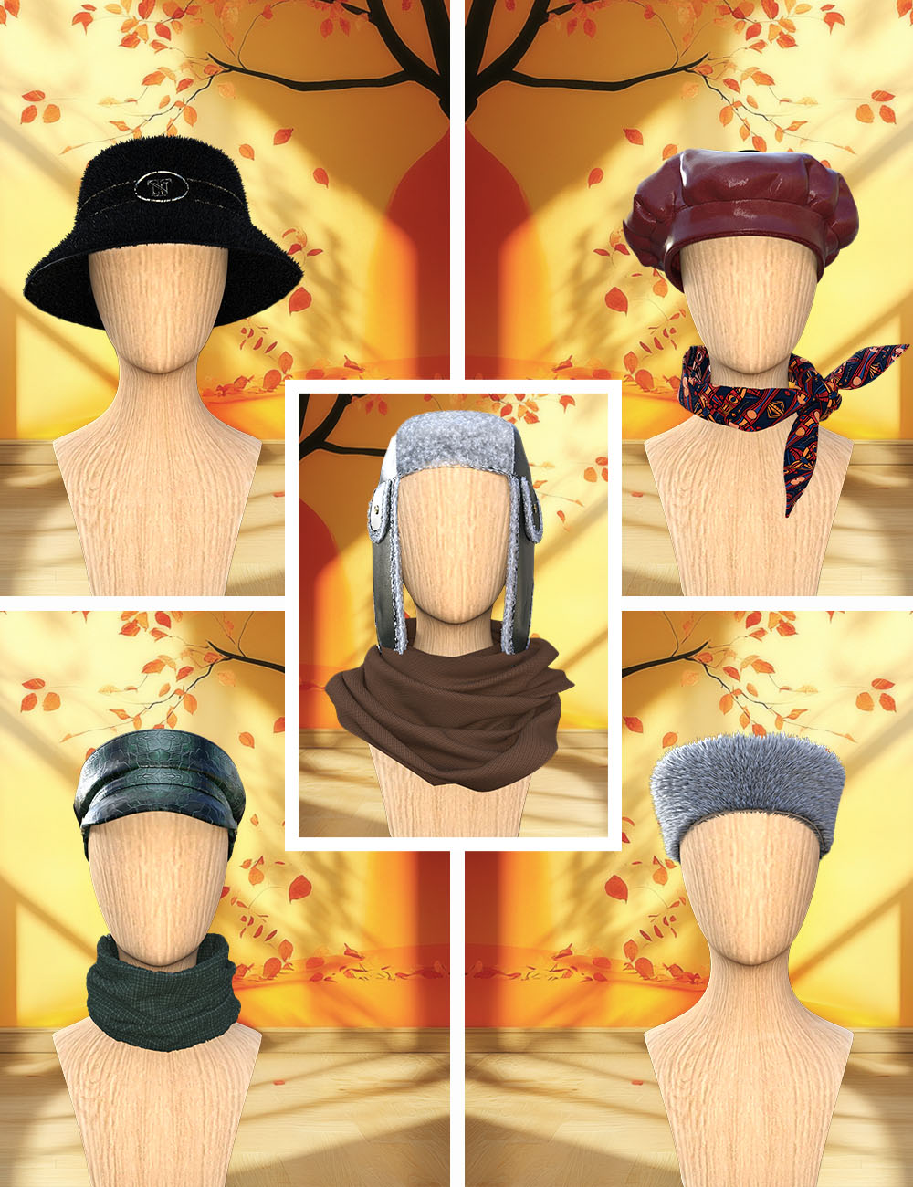 TN Winter Collection - Hats and Scarves for Genesis 8 Female & Genesis 9 by: TINANE, 3D Models by Daz 3D