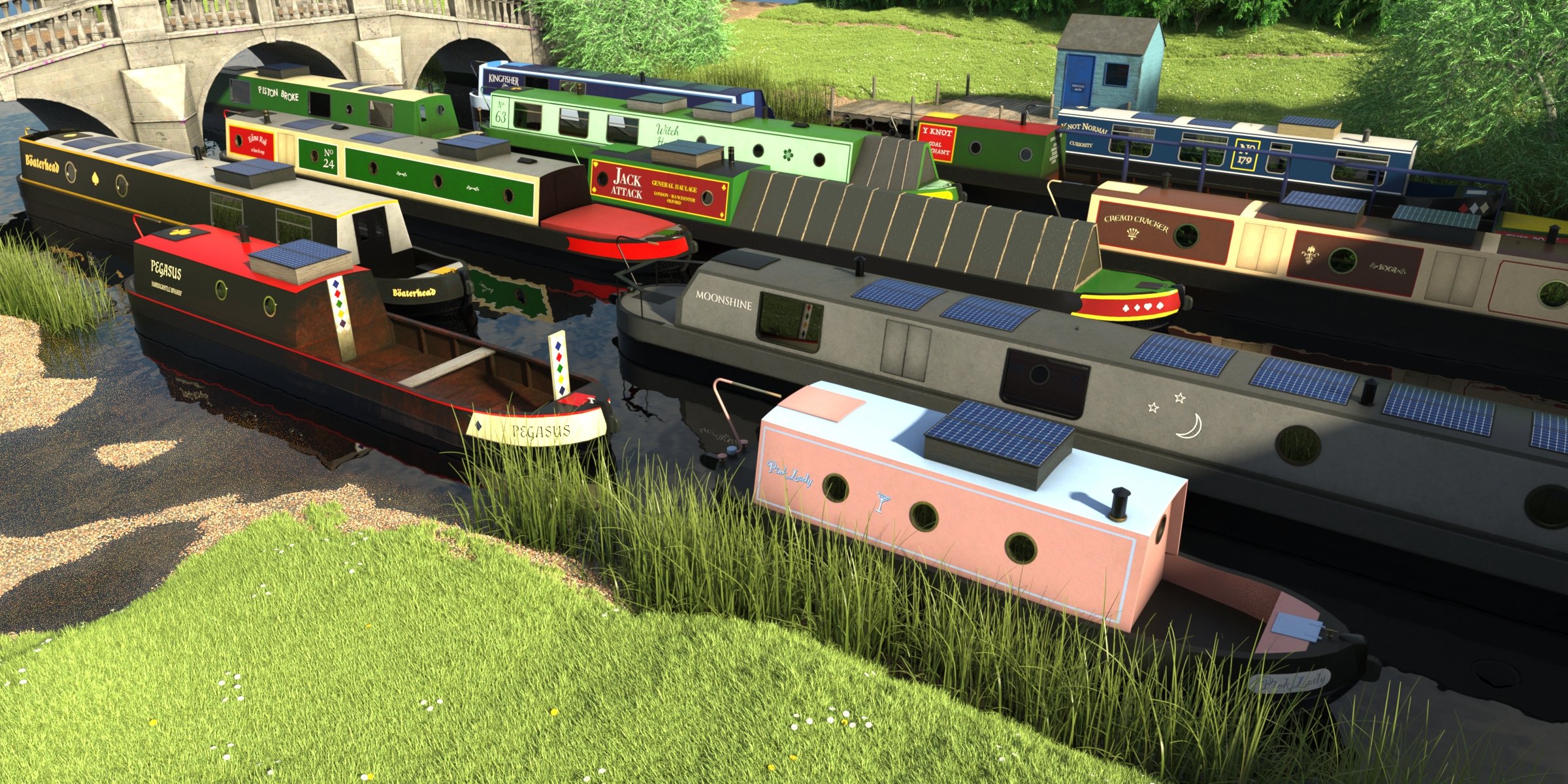 Low Poly Canal Boats