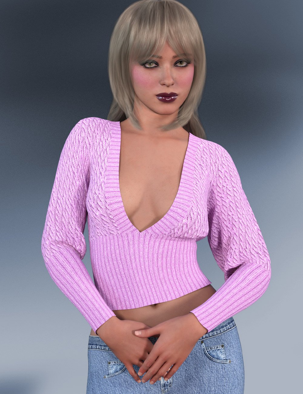 dforce Winter Sweater Genesis 9 by: Kaleya, 3D Models by Daz 3D