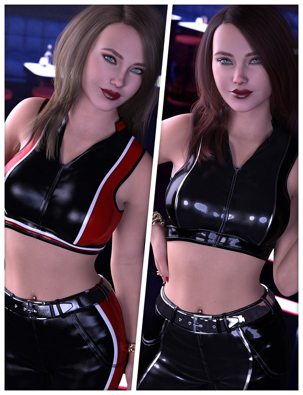 Everyday Textures for dForce Leather Pants and Top by: ShanasSoulmate, 3D Models by Daz 3D