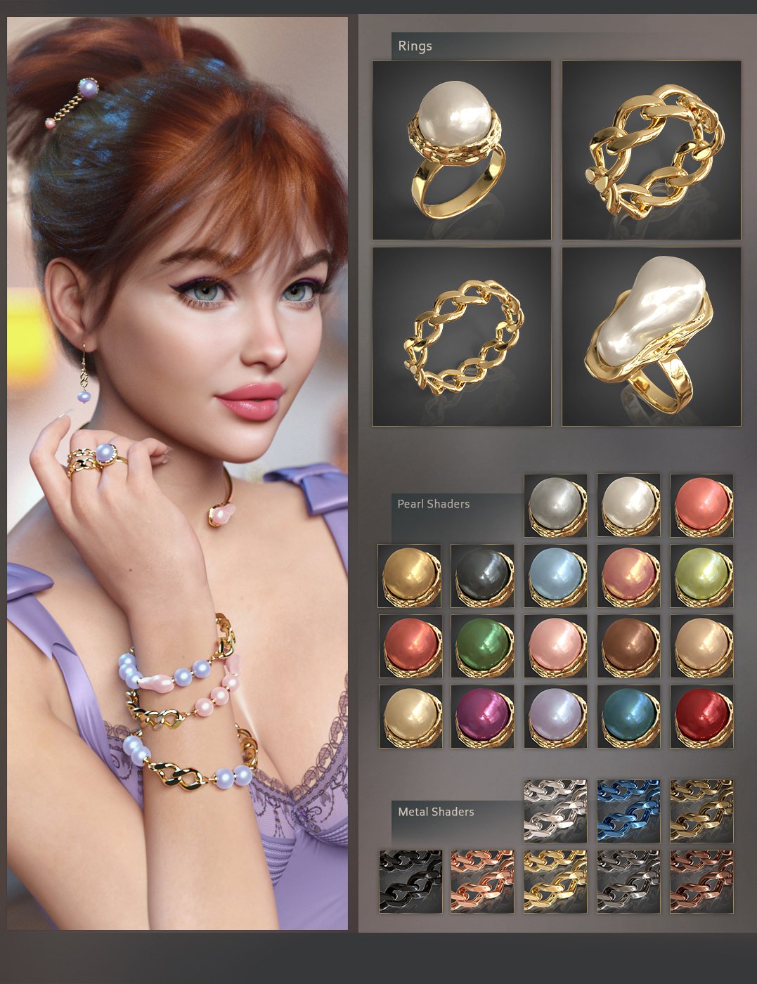 VRV Faye Jewelry for Genesis 9, 8.1, and 8 Females