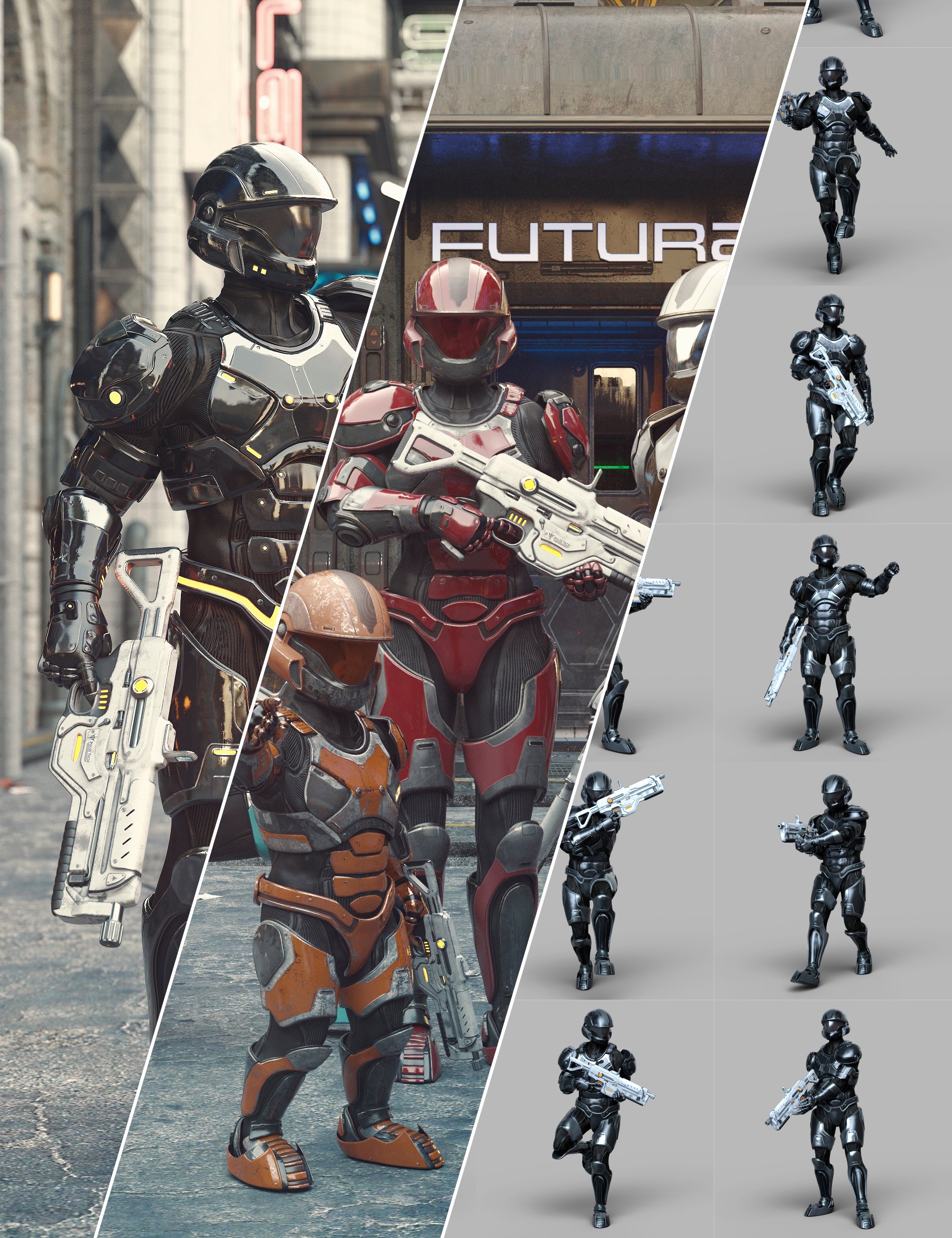 High Tech Cyborg Style Outfit Bundle for Genesis 9 by: fjaa3d, 3D Models by Daz 3D