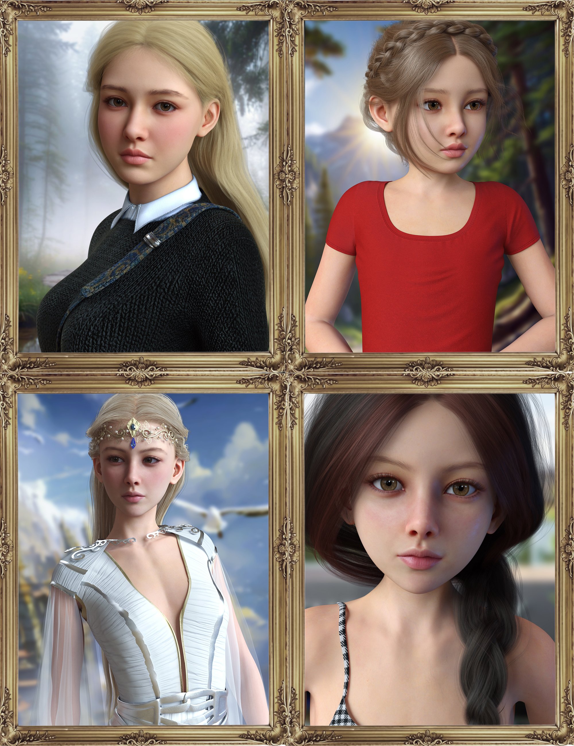Vo Ava, And Young, and Vo Air,and Young HD for Genesis 9 Character Bundle by: VOOTW, 3D Models by Daz 3D