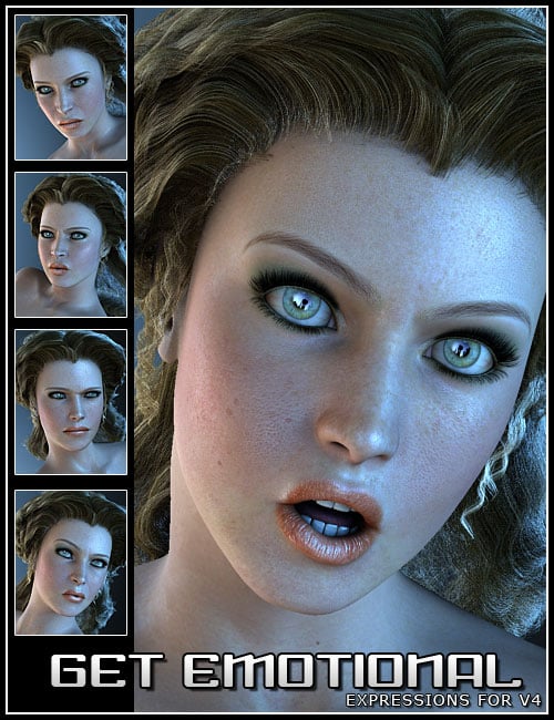 Get Emotional Expressions for V4 by: 3DCelebrity, 3D Models by Daz 3D