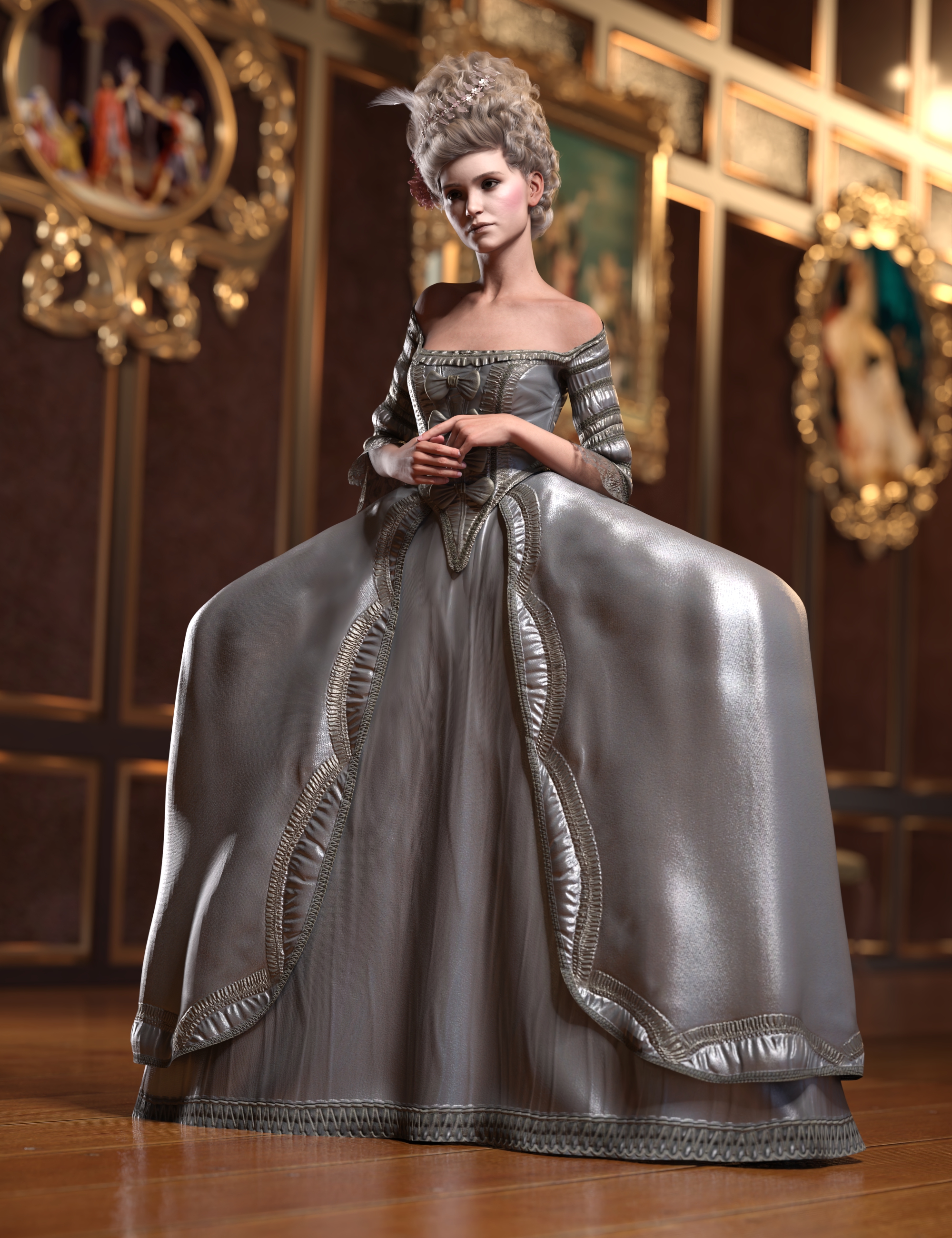 dForce Royal Wedding Outfit for Genesis 9 by: Barbara Brundon, 3D Models by Daz 3D