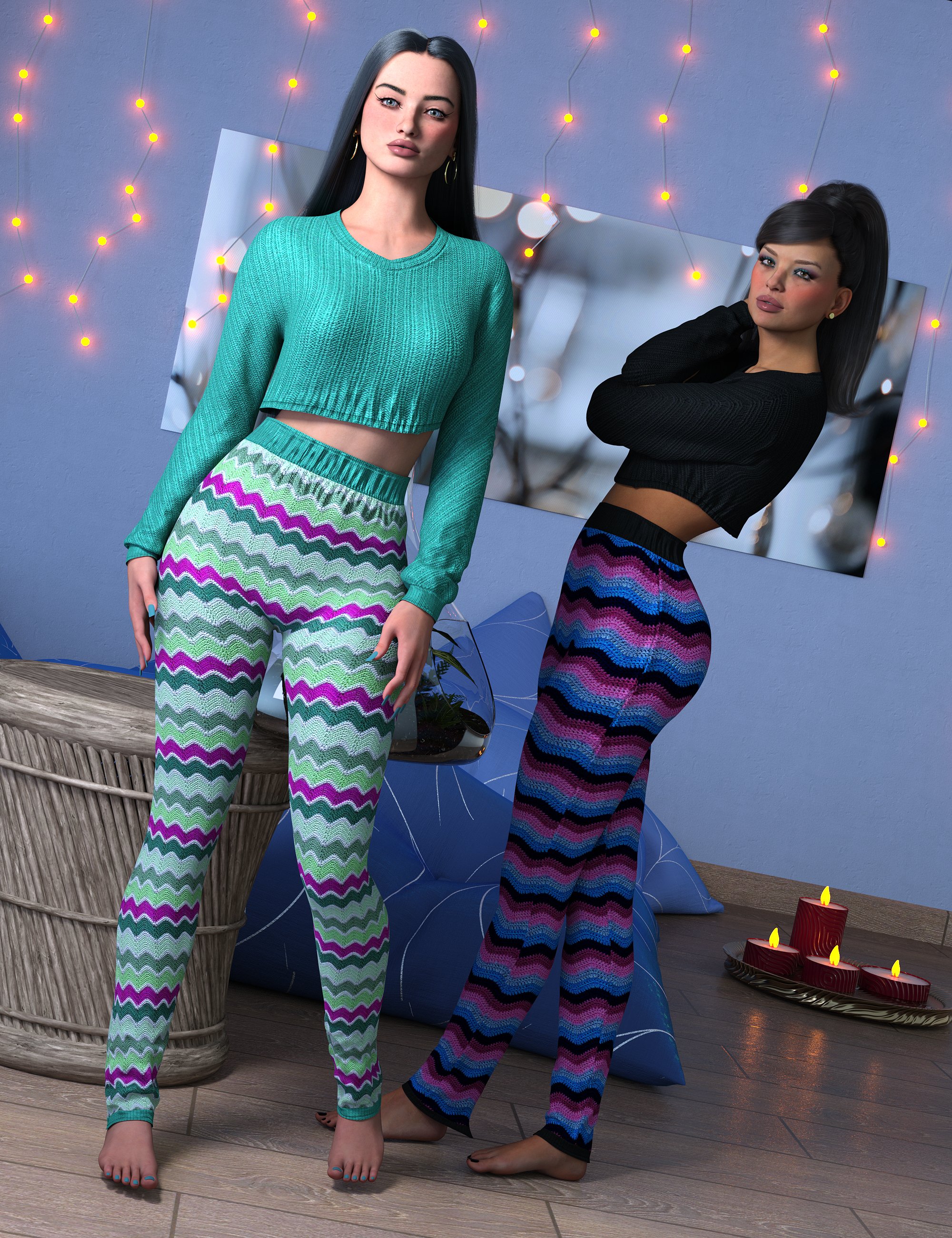 VERSUS - dForce Pyjamalicious Texture Add-On by: Anagord, 3D Models by Daz 3D