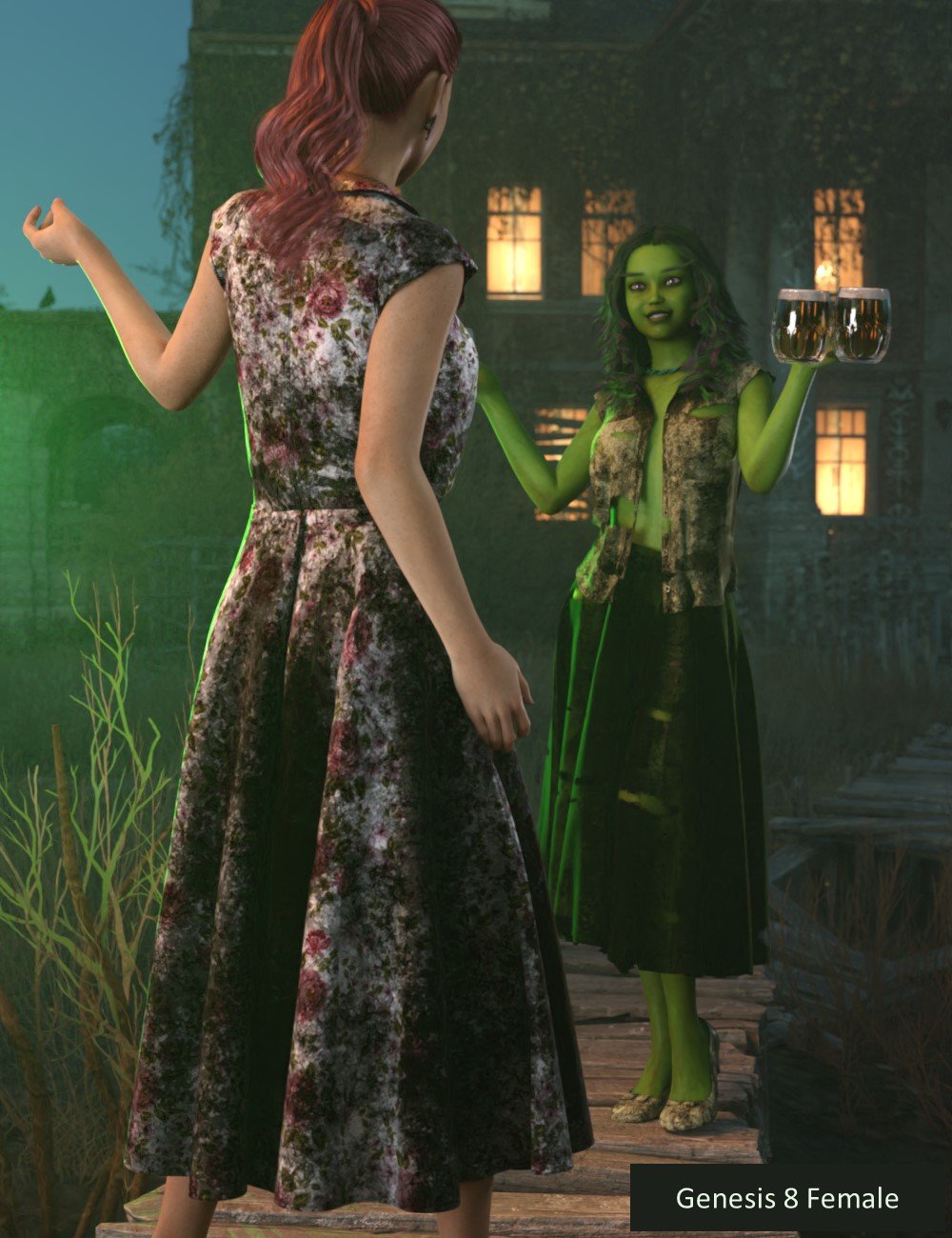 dForce 50s Daisy Outfit for Genesis 9 and 8 Female