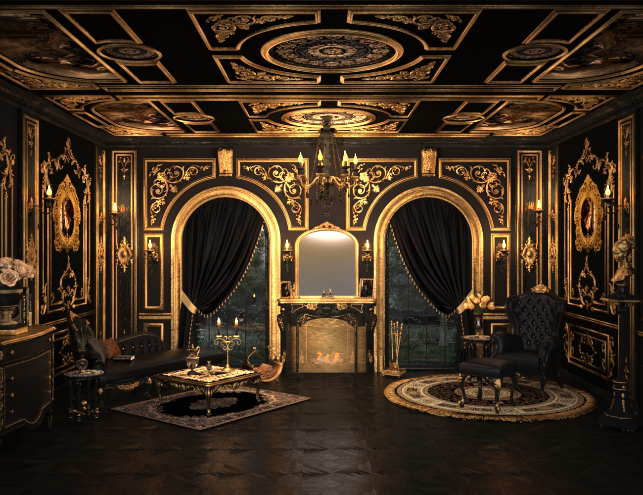 Rococo Room Texture Set Black and White