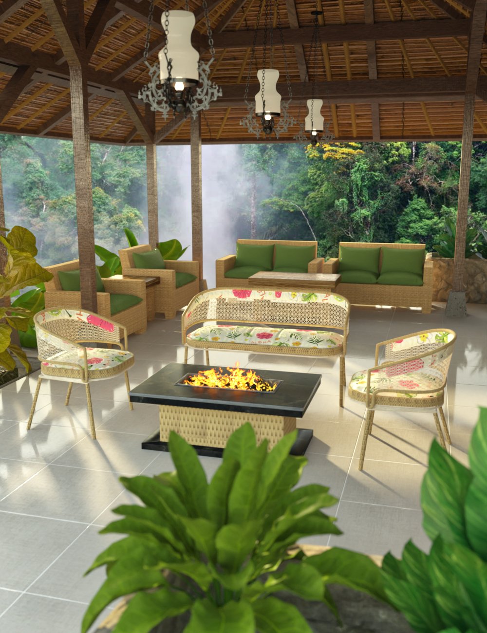 Eastern Patio Set Collection by: kubramatic, 3D Models by Daz 3D