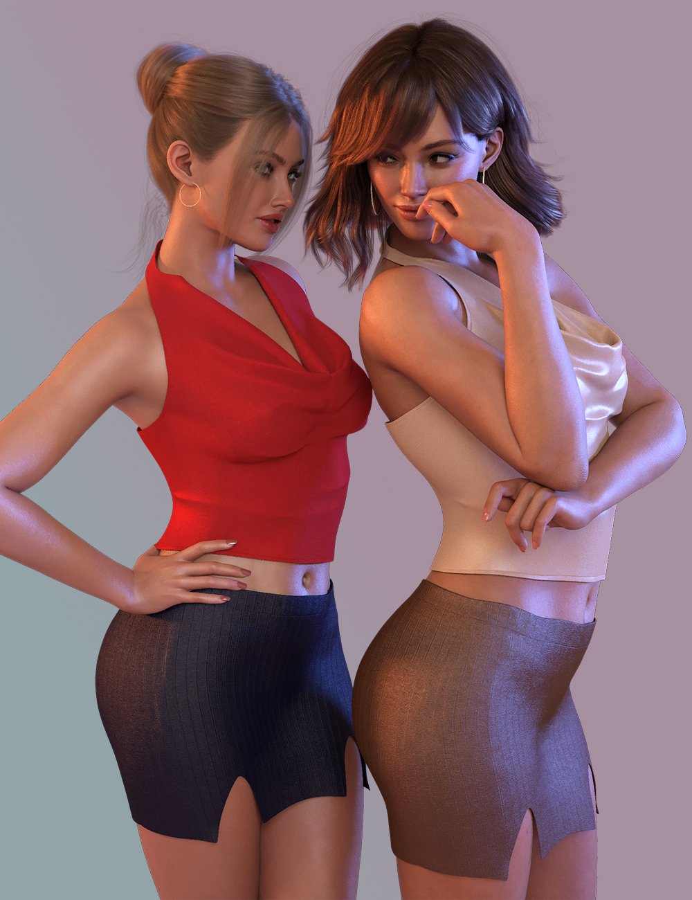 M8 Timeless Office Top & Skirt for Genesis 9 by: Modu8, 3D Models by Daz 3D