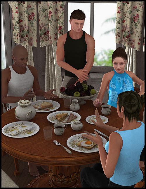 Great Room Breakfast Nook Poses by: Digiport, 3D Models by Daz 3D