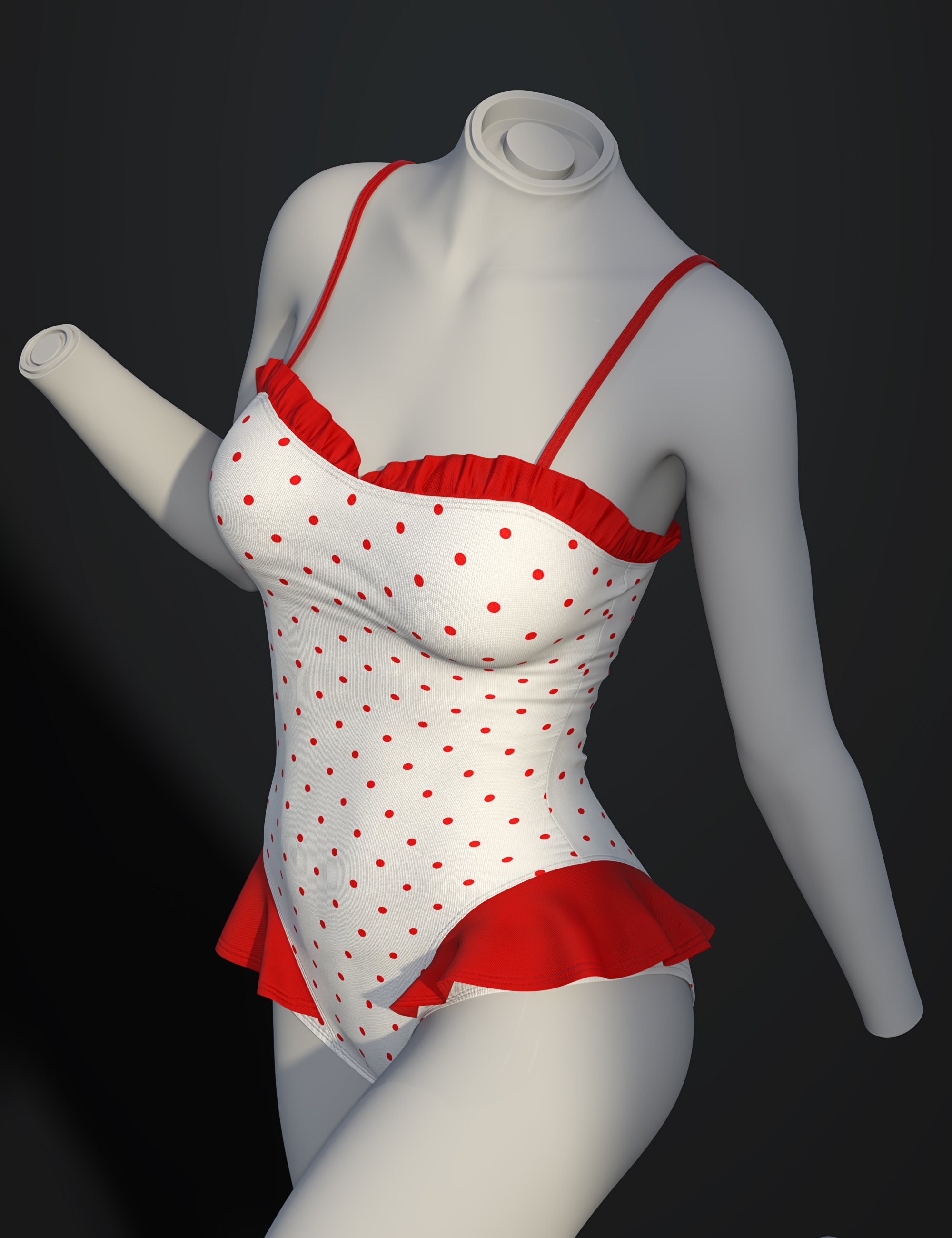 dForce SU Striped Swimsuit for Genesis 9, 8.1, and 8 Female