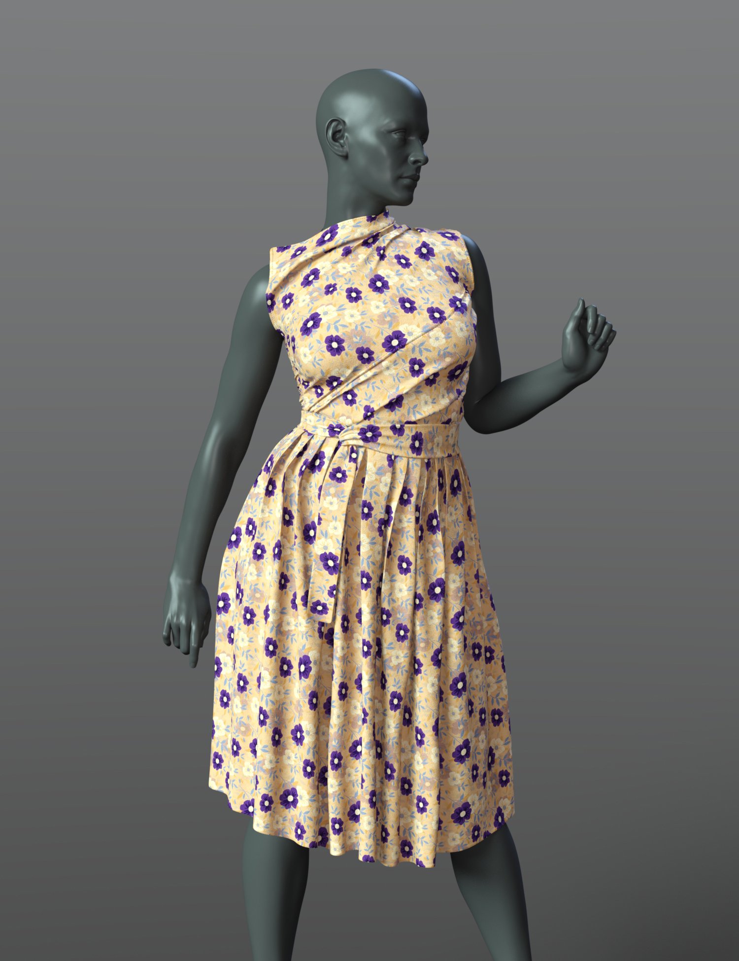 dForce SPR Waist Hugging Dress for Genesis 9 by: Sprite, 3D Models by Daz 3D