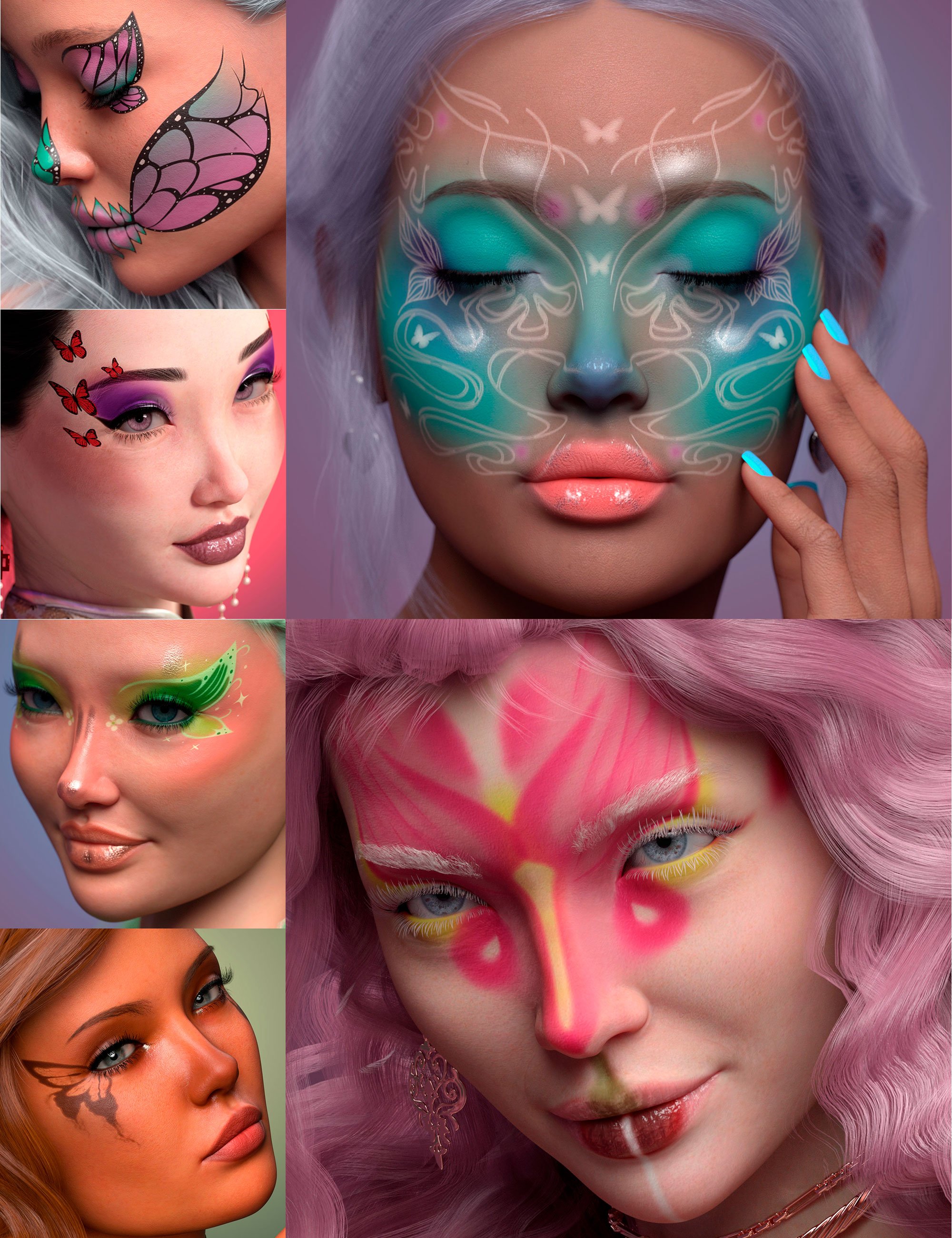 Spring Metamorphosis LIE Makeup for Genesis 9 by: 3D SugarStardust AngelCosmoXpression, 3D Models by Daz 3D