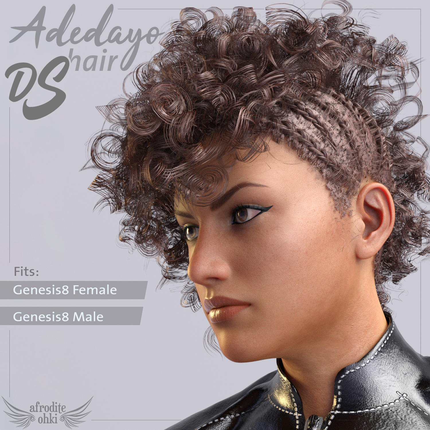 Adedayo Hair DS for Genesis8 by: Afrodite-Ohki, 3D Models by Daz 3D