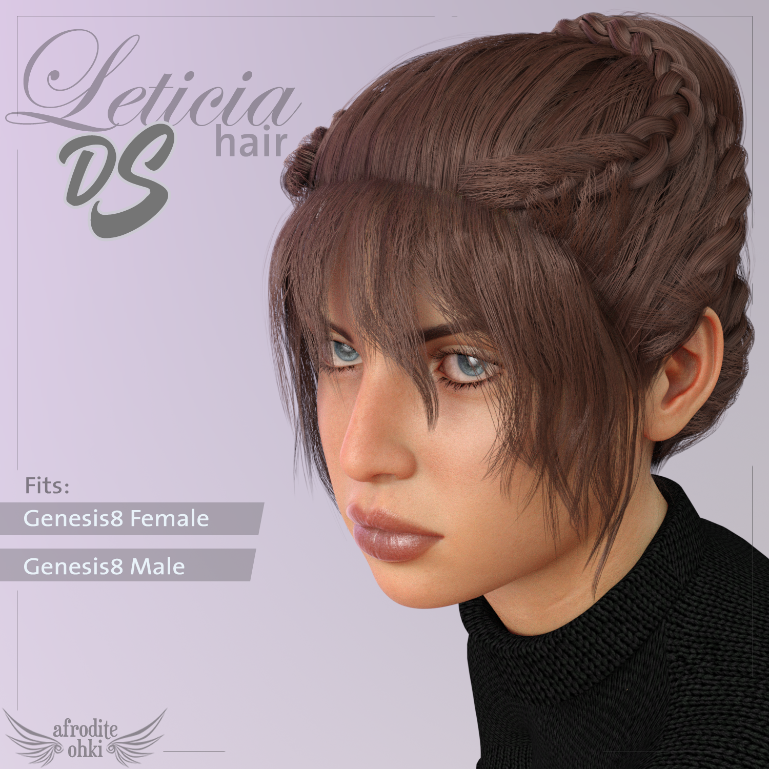 Leticia Hair DS for Genesis8 by: Afrodite-Ohki, 3D Models by Daz 3D