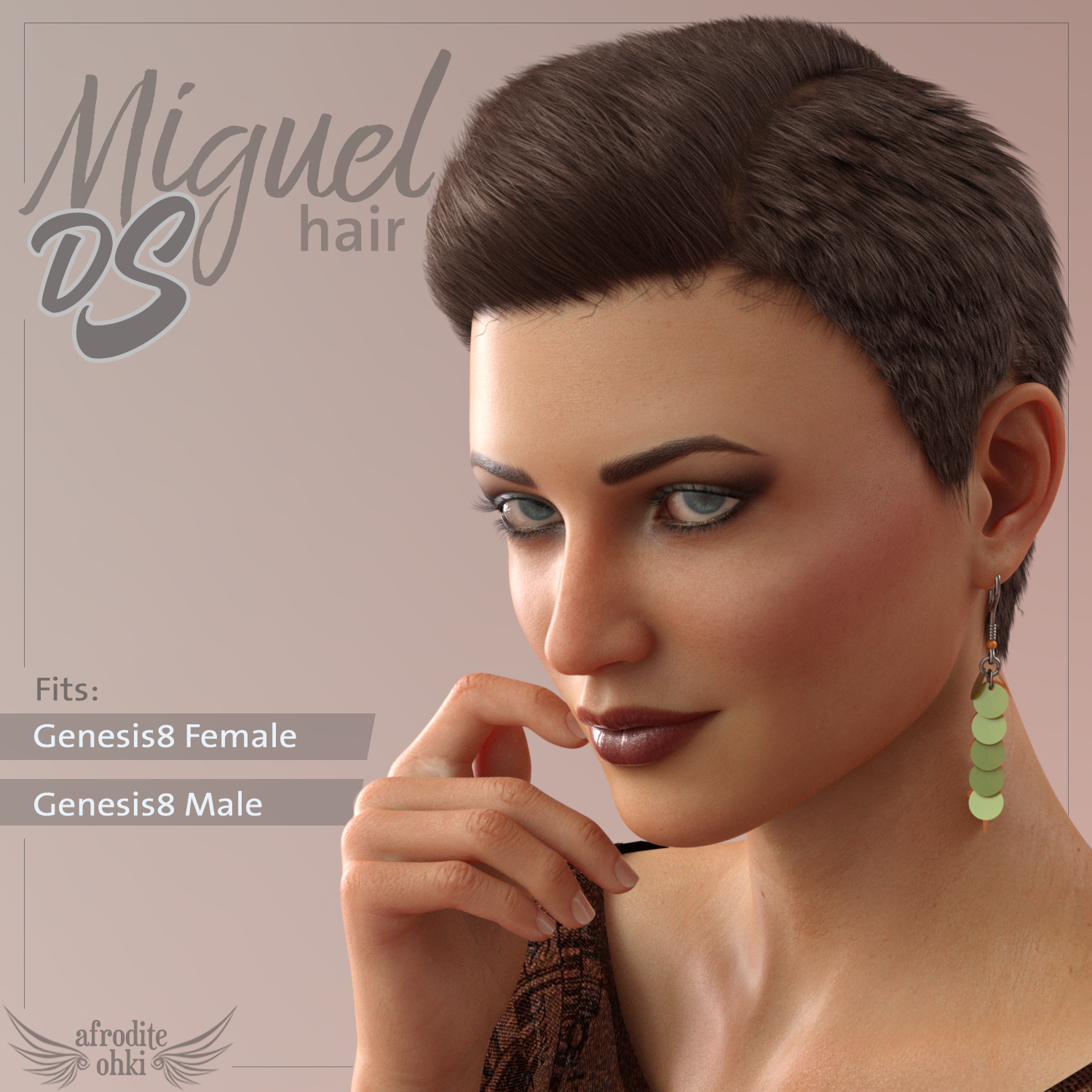 Miguel Hair DS for Genesis 8 by: Afrodite-Ohki, 3D Models by Daz 3D