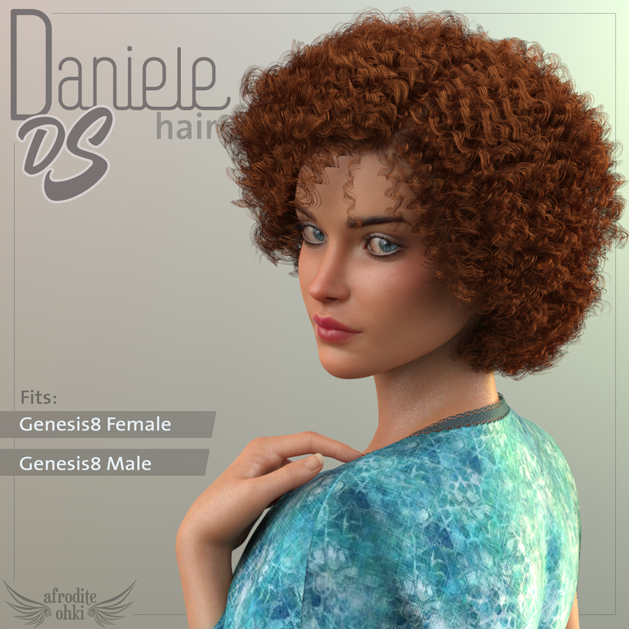 Daniele Hair DS for Genesis 8 by: Afrodite-Ohki, 3D Models by Daz 3D