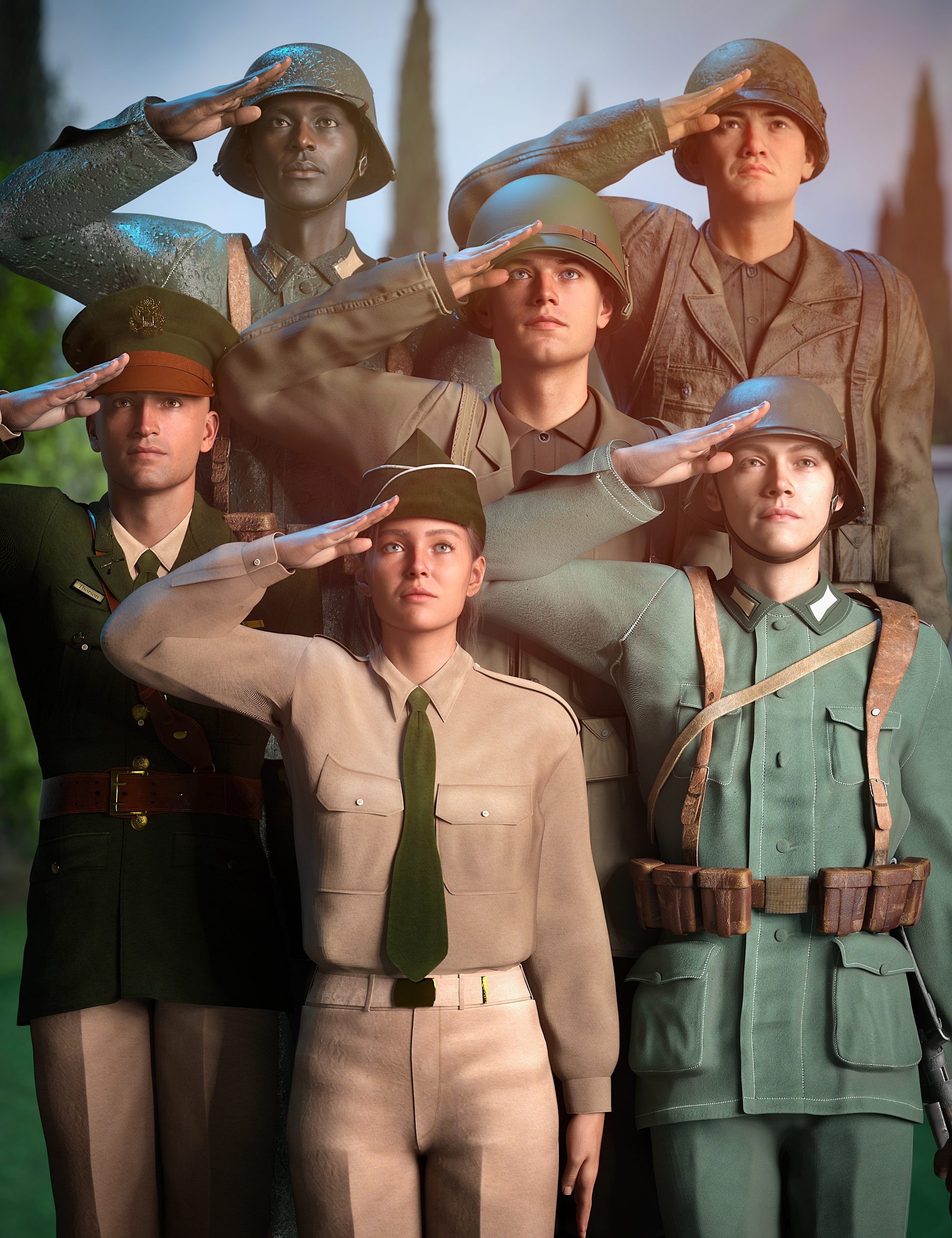 Combat Outfits Bundle for Genesis 9 by: , 3D Models by Daz 3D