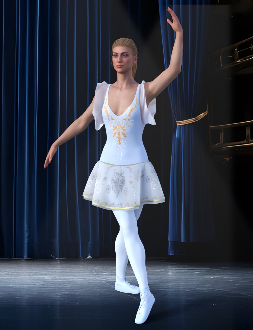 dForce Prima Ballerina Set and Poses for Genesis 9 by: Fantasyart3D, 3D Models by Daz 3D