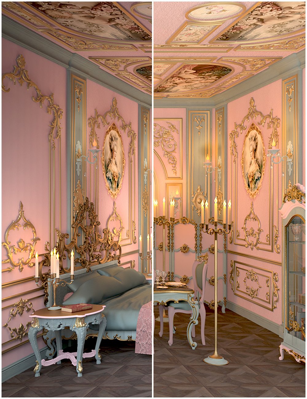 Rococo Room Add-Ons: Shaders and Additional Furniture by: 3DStyle, 3D Models by Daz 3D